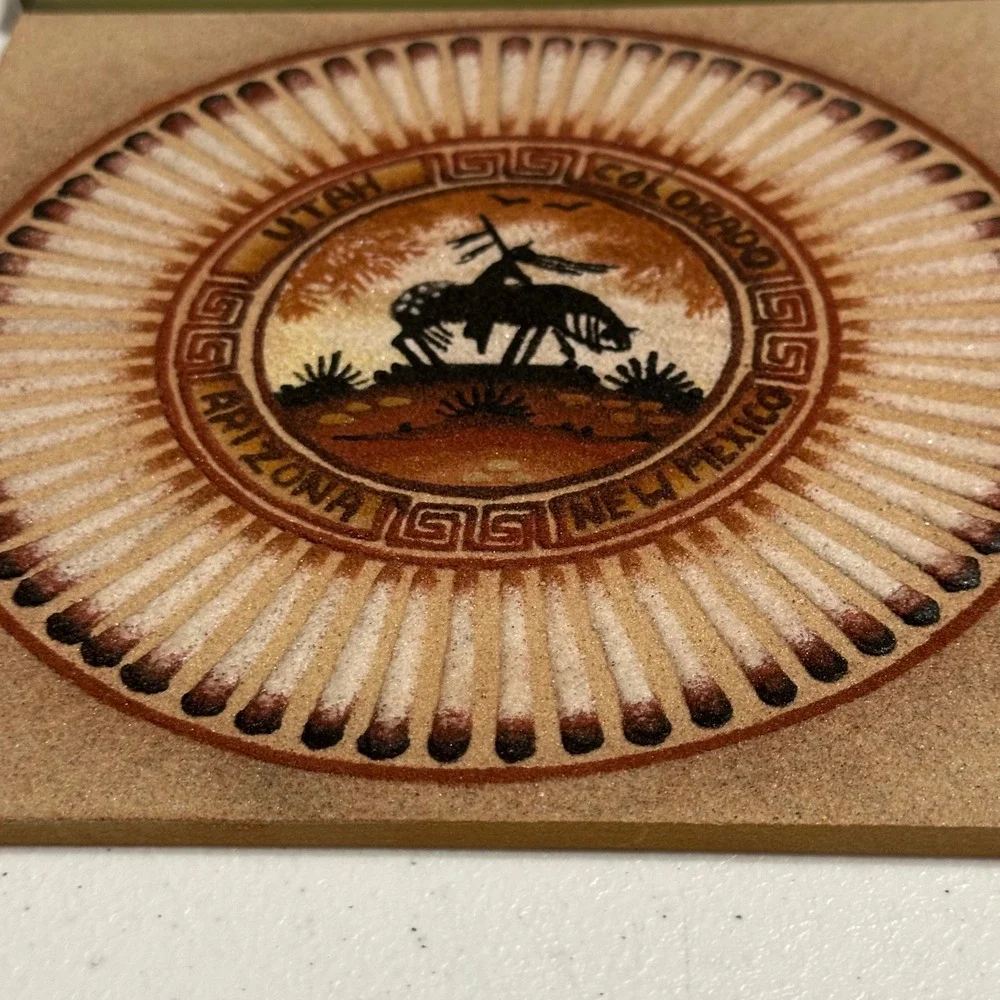 Cleveland Nez Vintage Sand Art End of the Trail Native American Southwest States